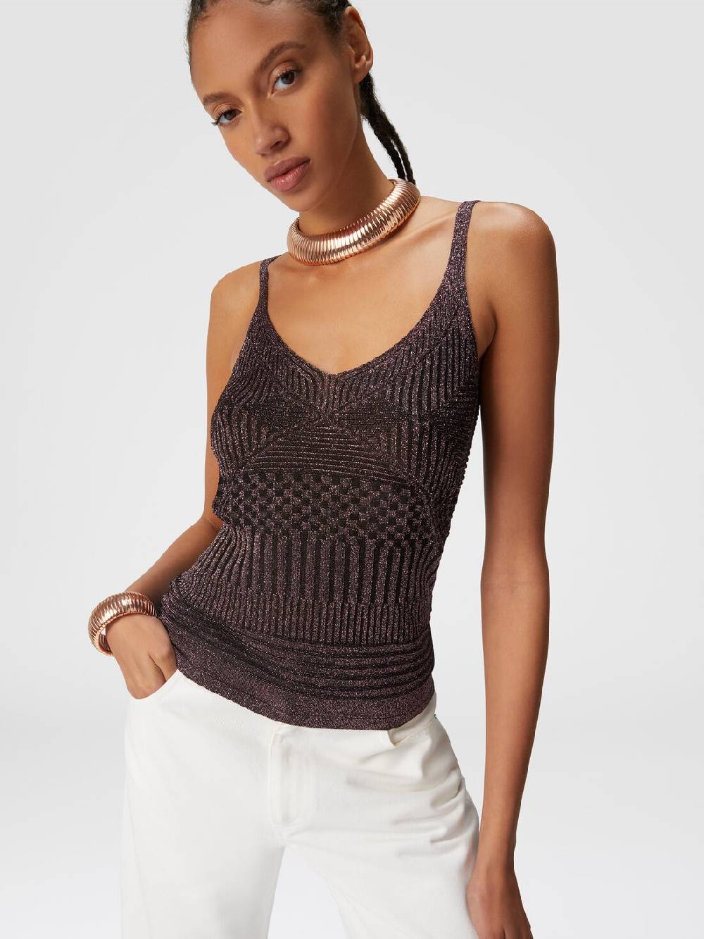 Missoni Canottiera in viscosa multilavorazione lamé Fino al 65% di sconto