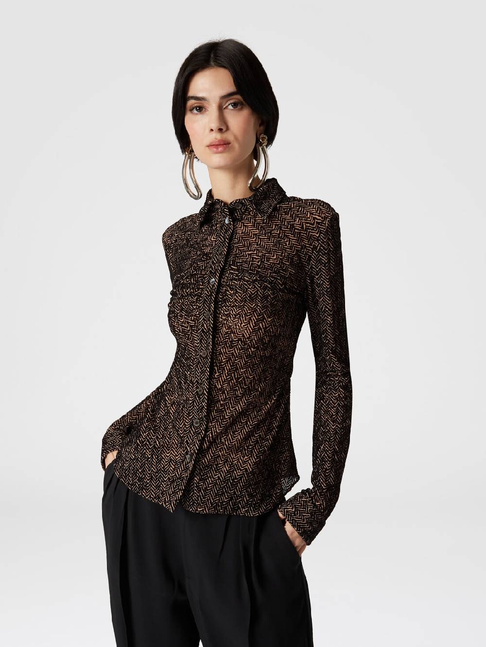 Missoni Camicia in tulle zig zag con arricciatura Offerta speciale della fabbrica