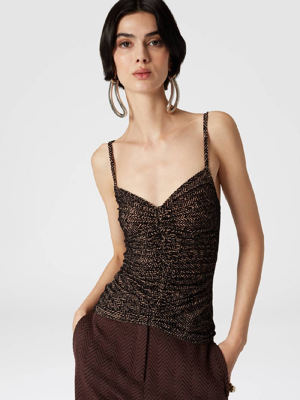 Missoni Canottiera in tulle zig zag con arricciatura Fino al 55% di sconto