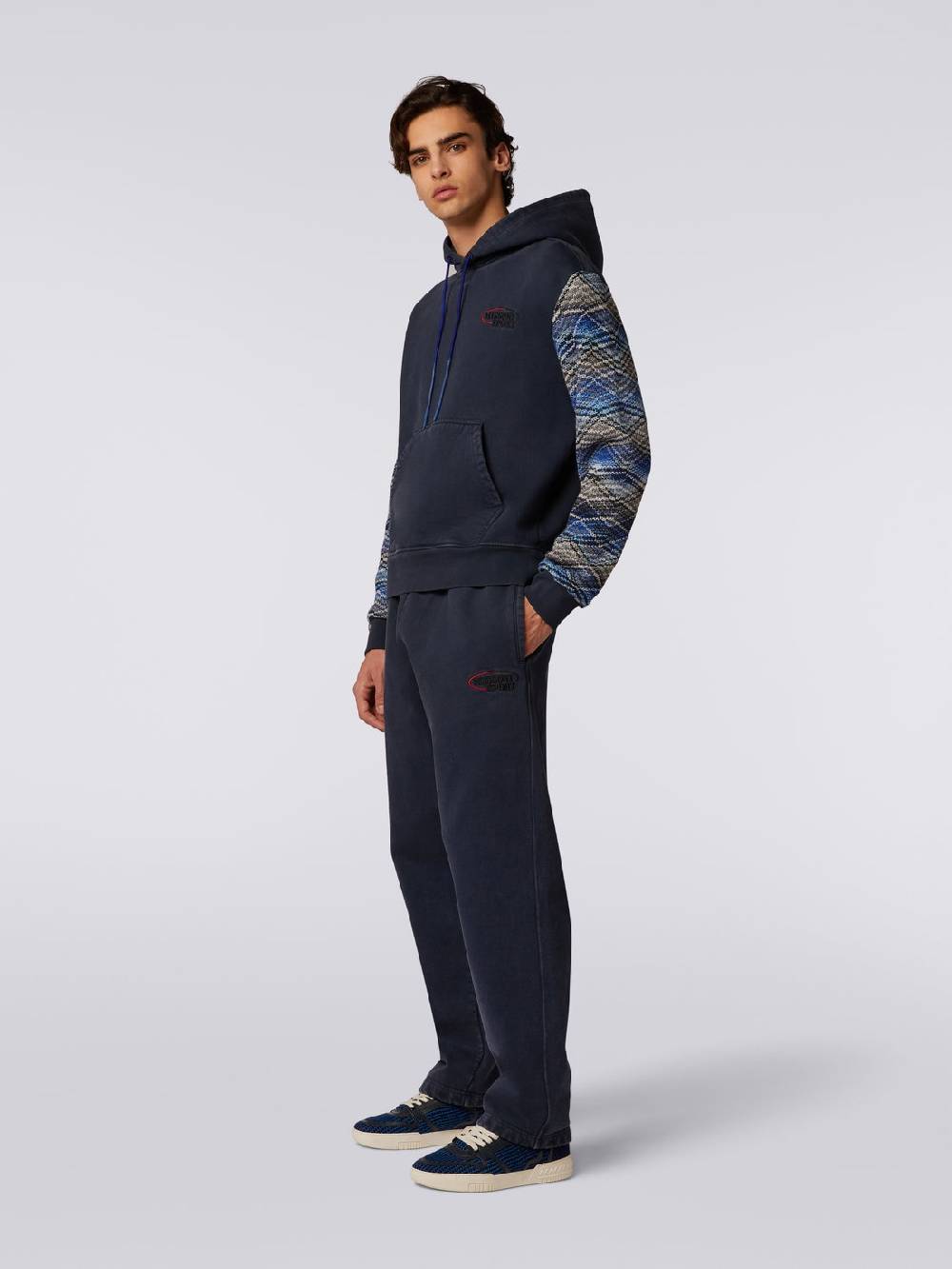 Missoni Felpa con cappuccio in cotone con inserti in maglia Solo un giorno rimasto