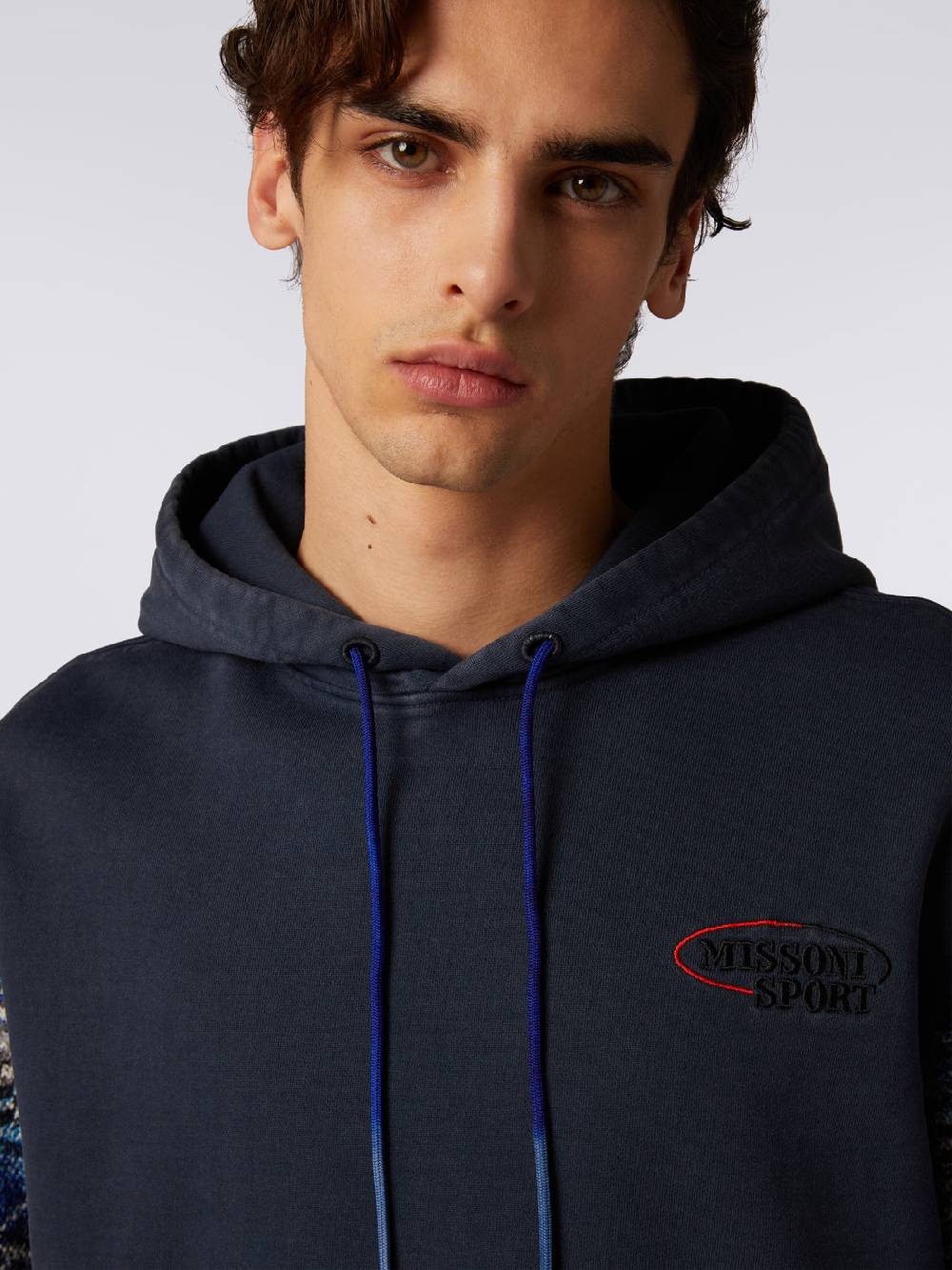 Missoni Felpa con cappuccio in cotone con inserti in maglia Solo un giorno rimasto