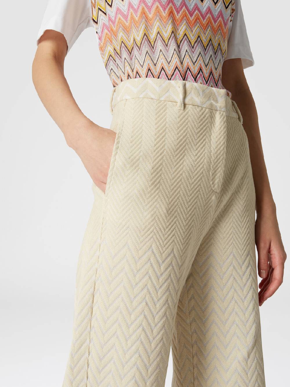 Missoni Pantaloni classici in cotone e viscosa zig zag Limitato a 3 giorni