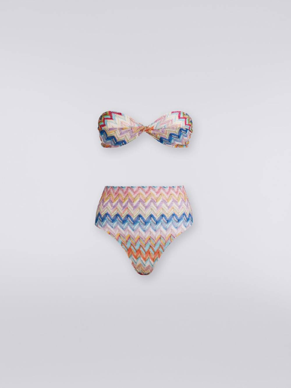 Missoni Bikini in viscosa e lurex con top torchon e slip alto In vendita
