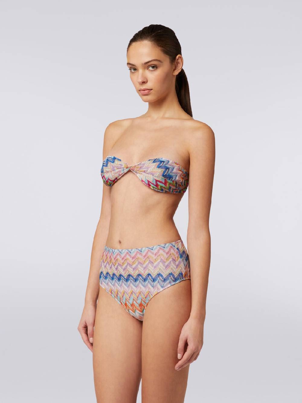 Missoni Bikini in viscosa e lurex con top torchon e slip alto In vendita