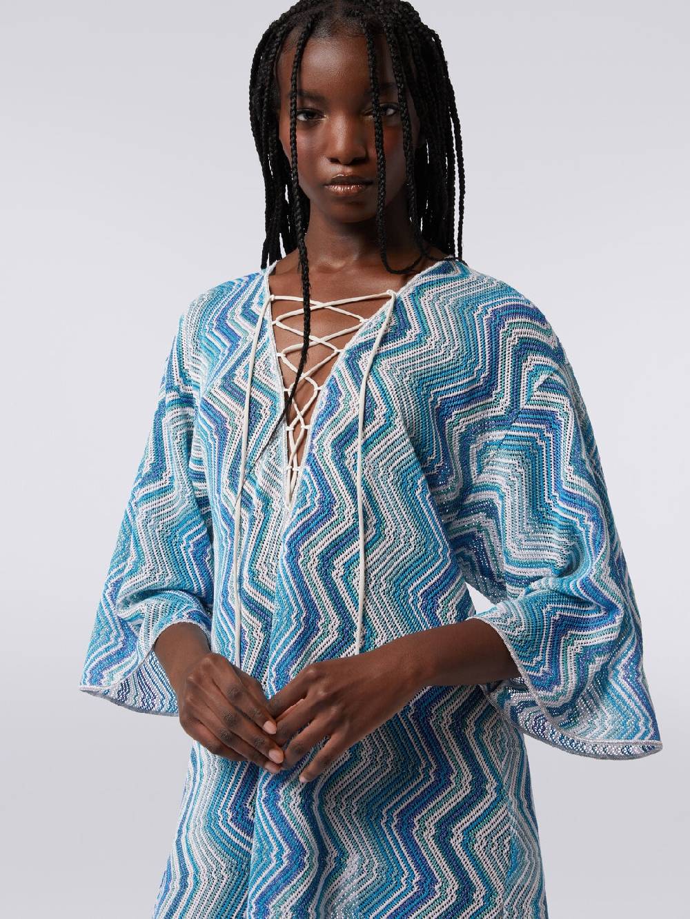 Missoni Caftano copricostume corto con allacciatura intrecciata Duty-free