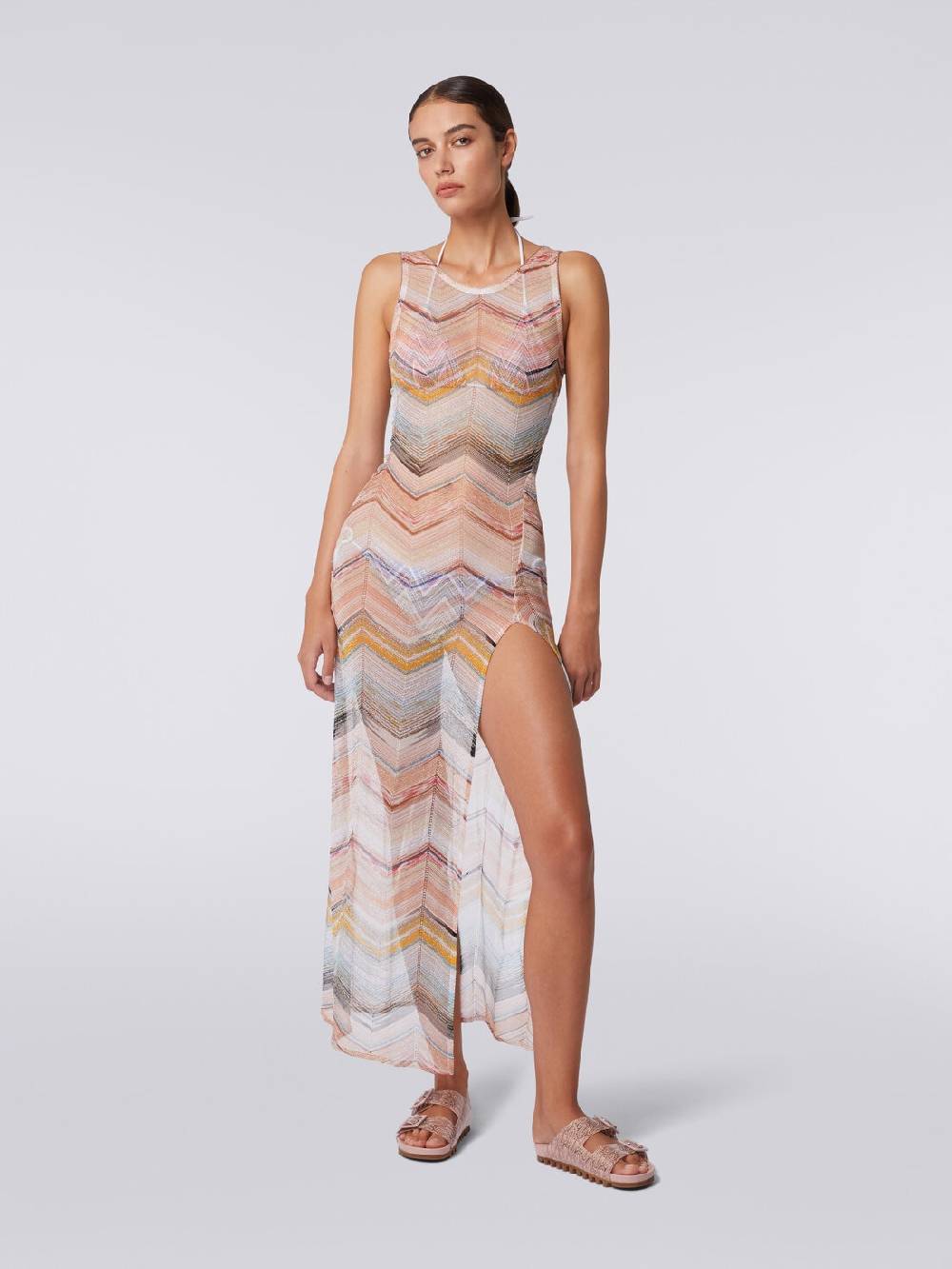 Missoni Abito copricostume lungo motivo chevron con lurex Italia