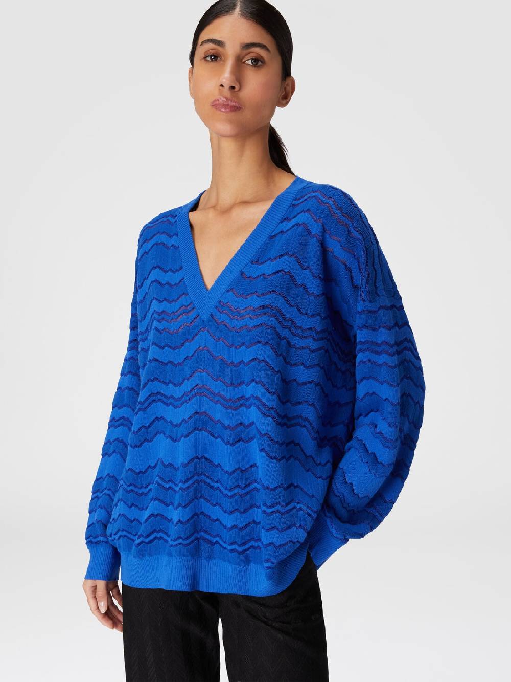 Missoni Pullover con scollatura a V e zig zag tono su tono Affare Del Giorno