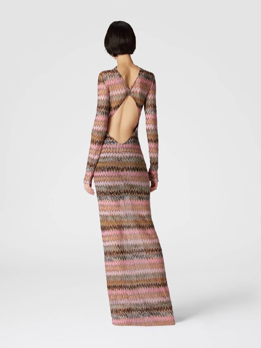 Missoni Abito lungo in viscosa chevron e lurex con dettaglio cut out Presa