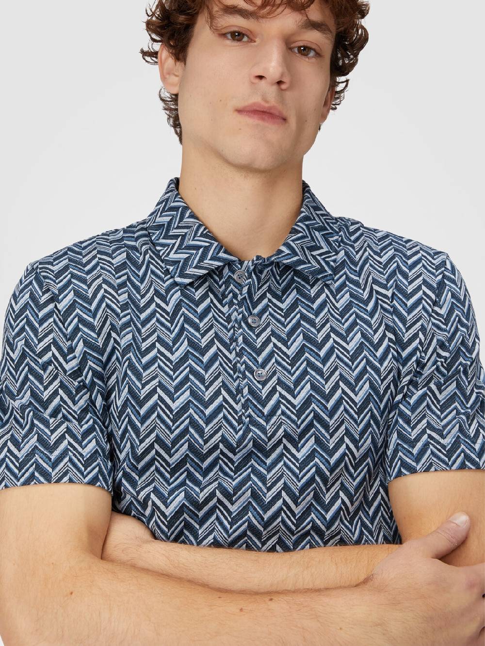 Missoni Polo in jersey di cotone jacquard zig zag Offerta