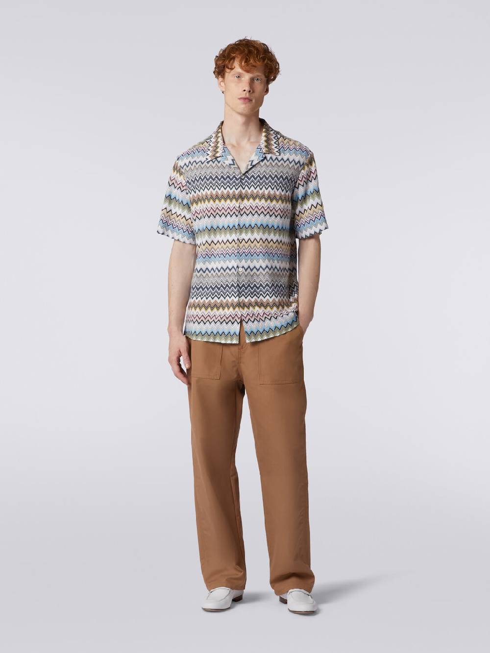 Missoni Camicia a maniche corte modello bowling in cotone zig zag Economico