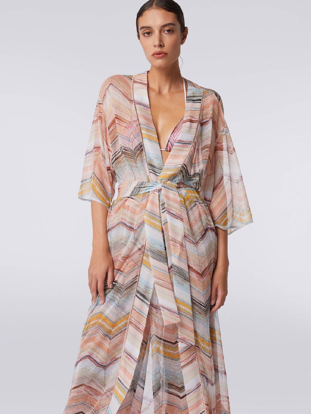 Missoni Copricostume lungo a vestaglia chevron con lurex Offerte