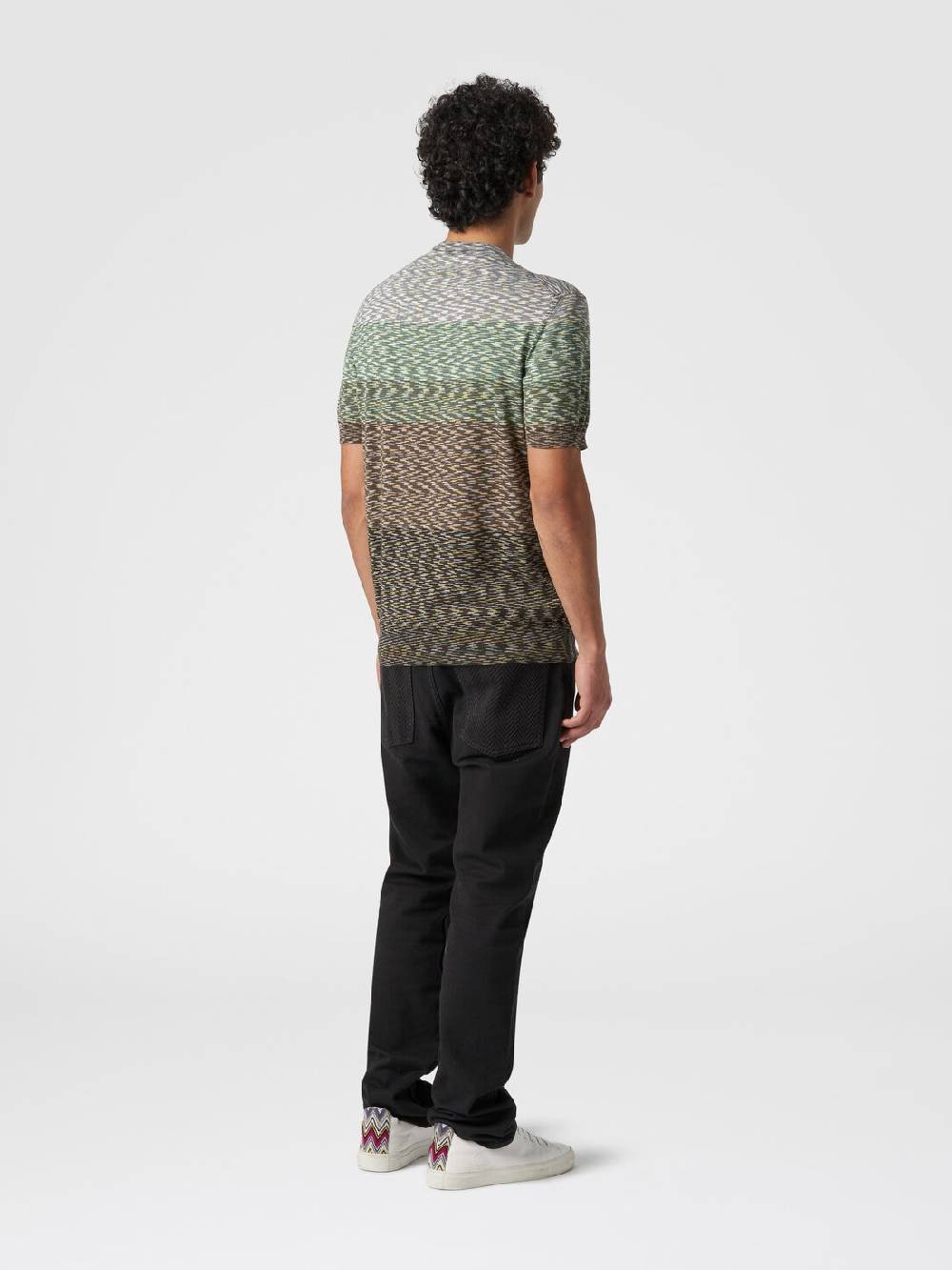 Missoni T-shirt girocollo in cotone fiammato dégradé Vendita Calda