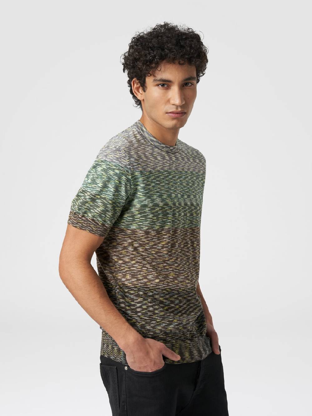 Missoni T-shirt girocollo in cotone fiammato dégradé Vendita Calda