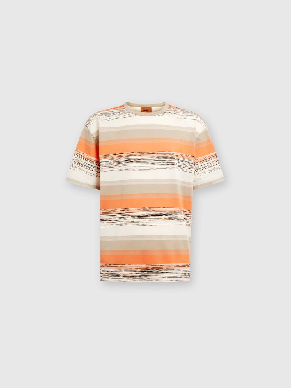 Missoni T-shirt in jersey di cotone a righe con logo Moda