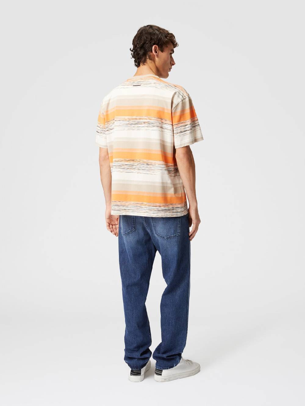 Missoni T-shirt in jersey di cotone a righe con logo Moda