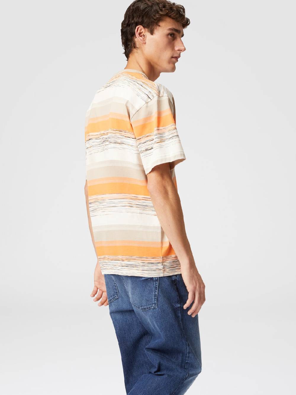 Missoni T-shirt in jersey di cotone a righe con logo Moda