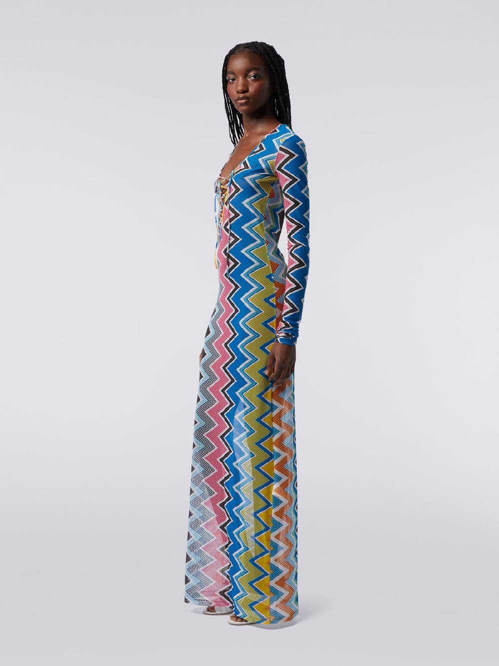 Missoni Abito copricostume lungo in tulle stampa zig zag Spedizione gratuita