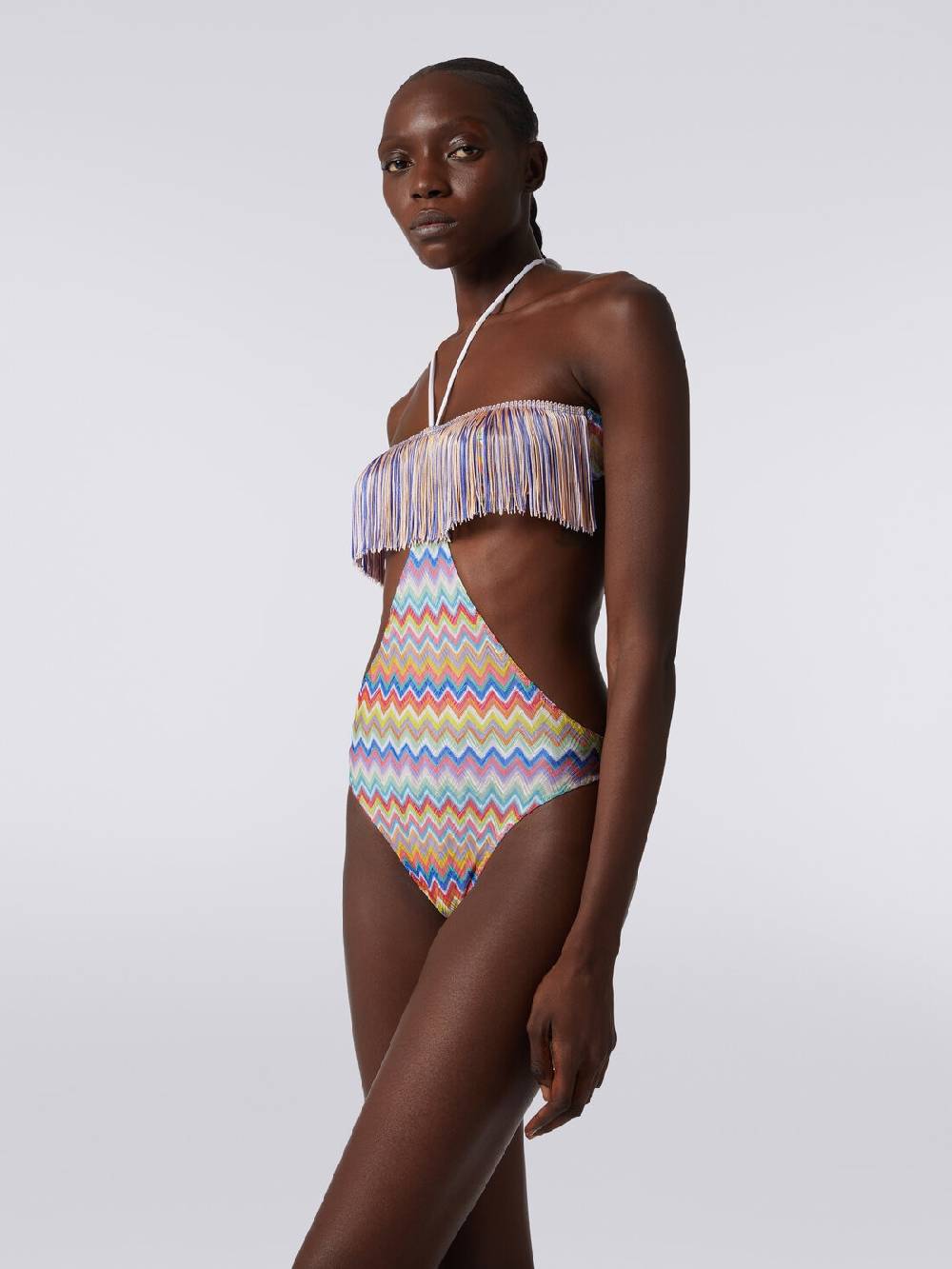 Missoni Costume intero con stampa zig zag e frange Sconto di tempo limitato