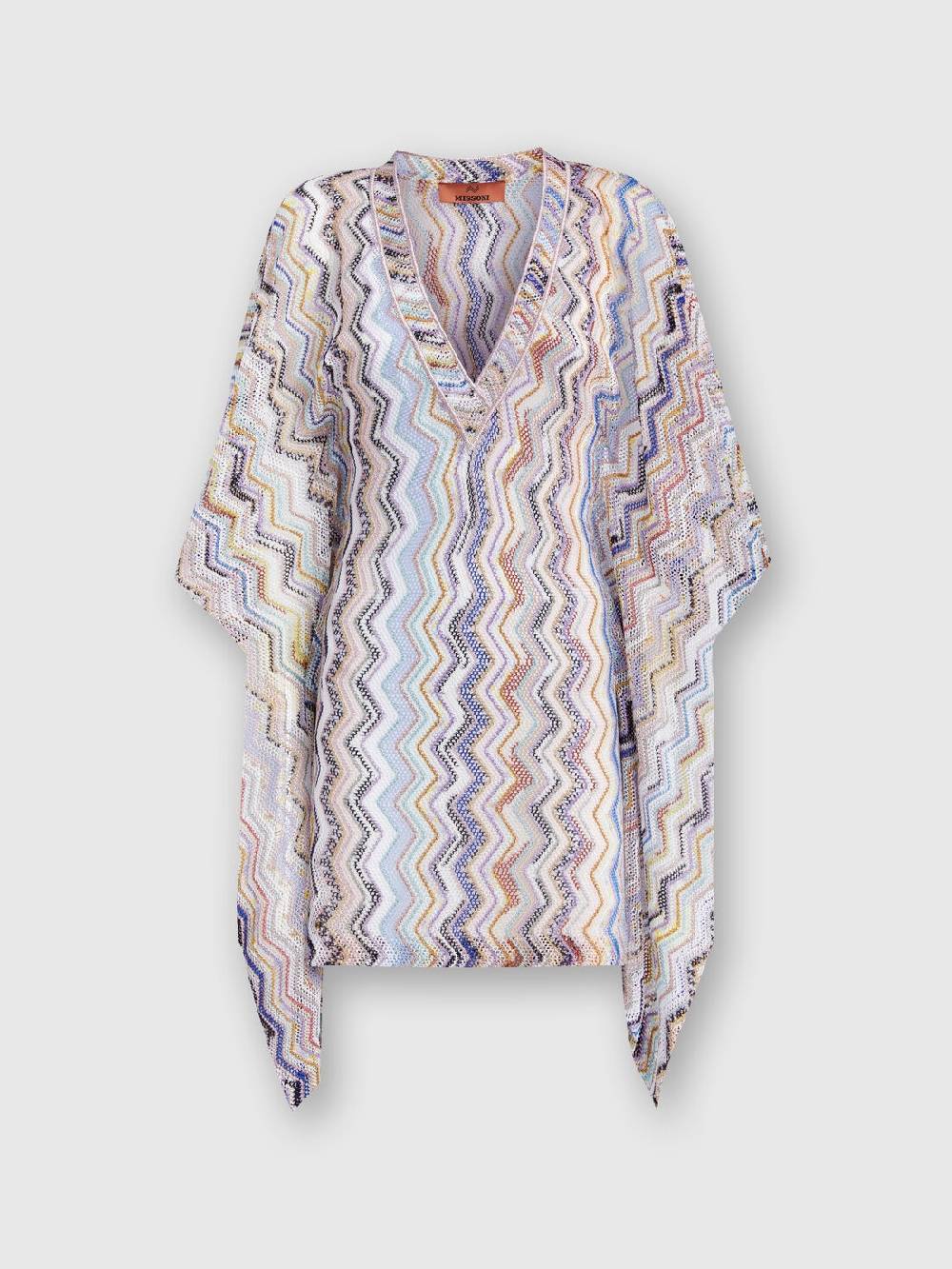 Missoni Caftano copricostume corto in crochet zig zag con lurex Comprare a buon mercato