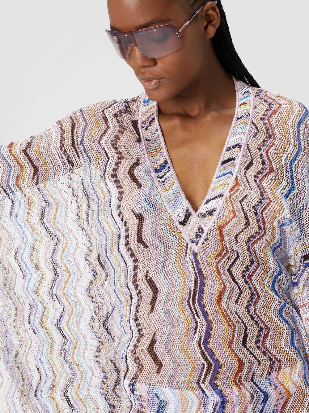 Missoni Caftano copricostume corto in crochet zig zag con lurex Comprare a buon mercato