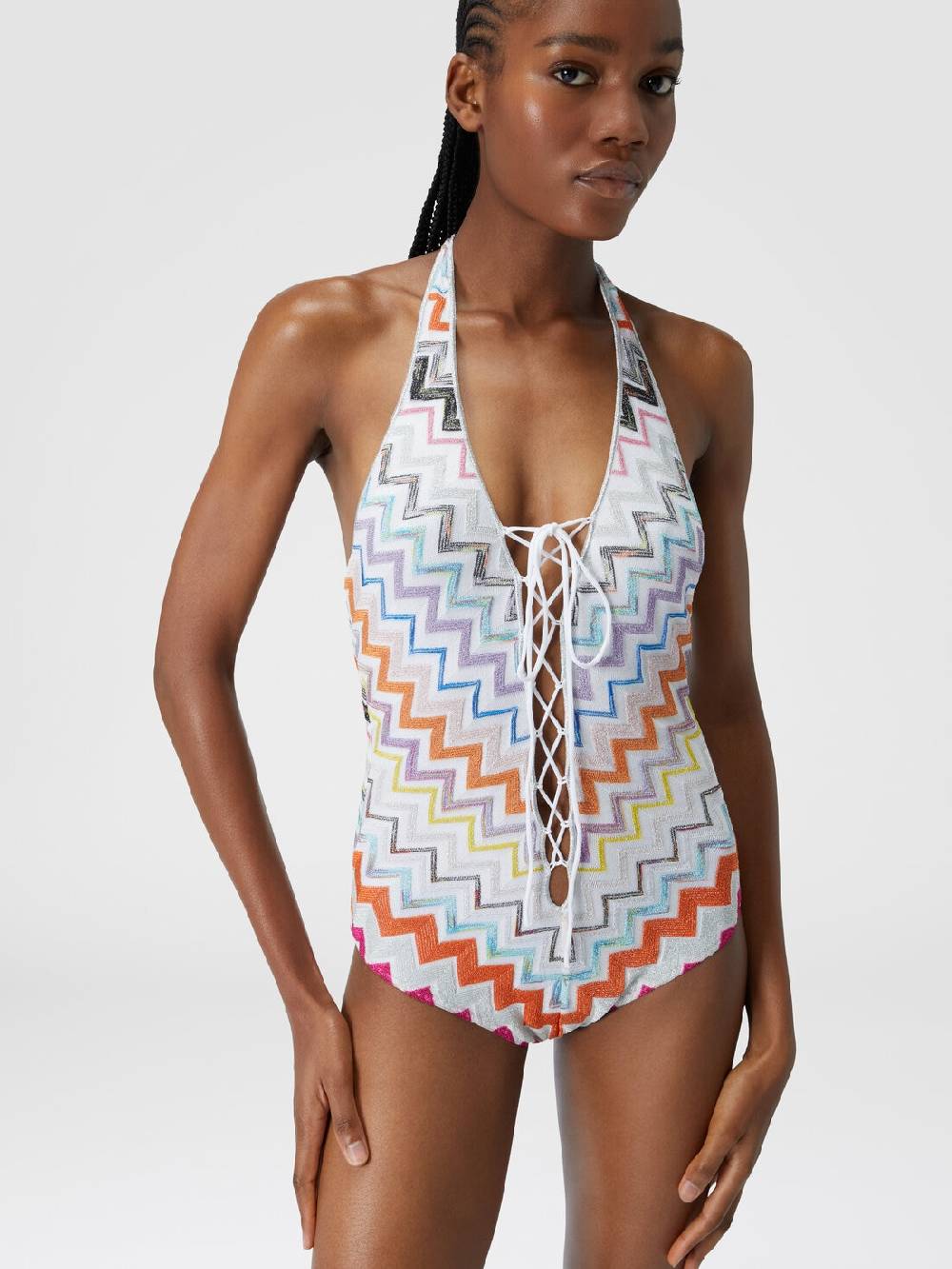 Missoni Costume intero in viscosa zig zag con lurex Grande vendita