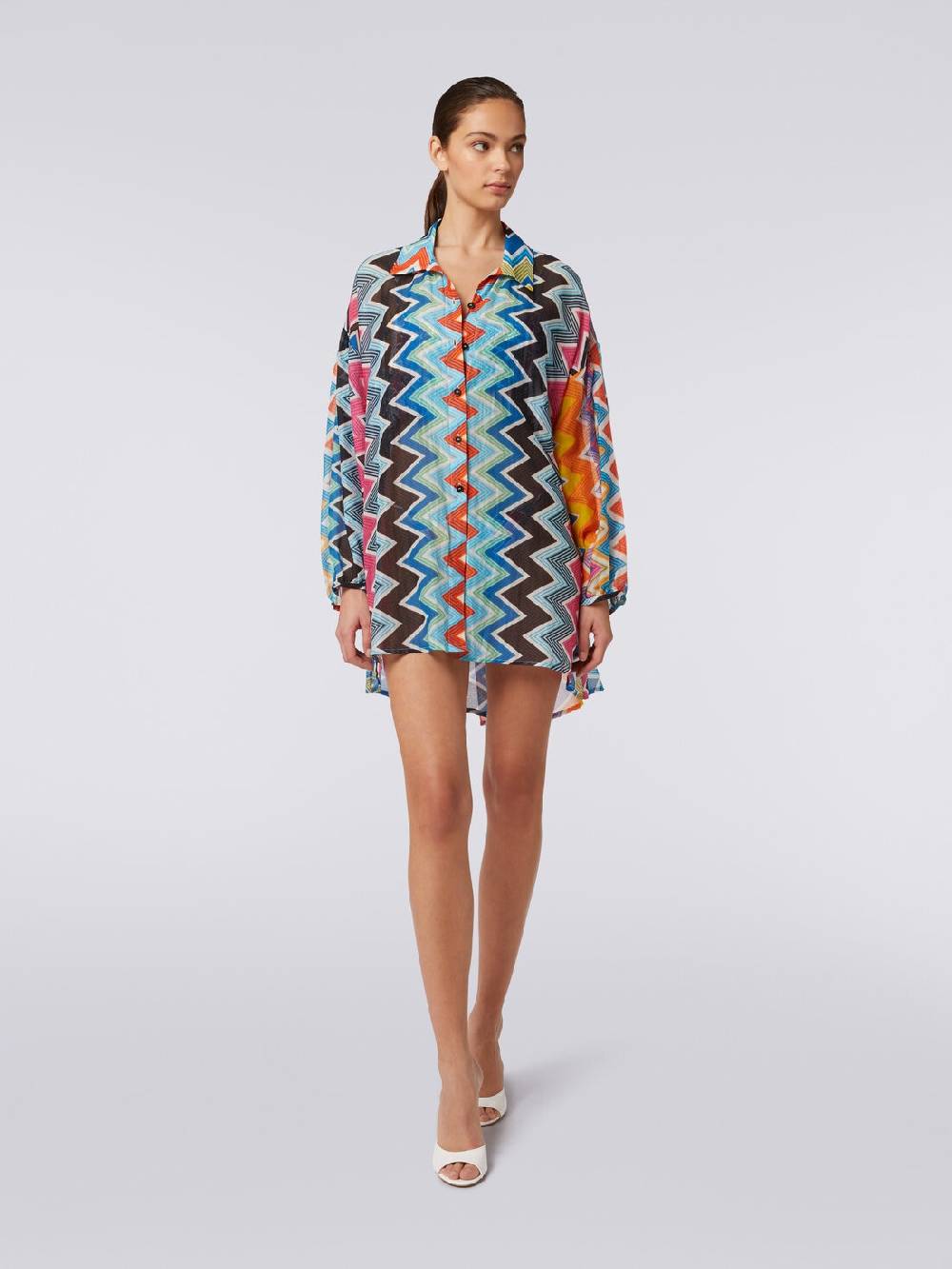 Missoni Blusa oversize in seta e cotone stampa zig zag Fornitura limitata