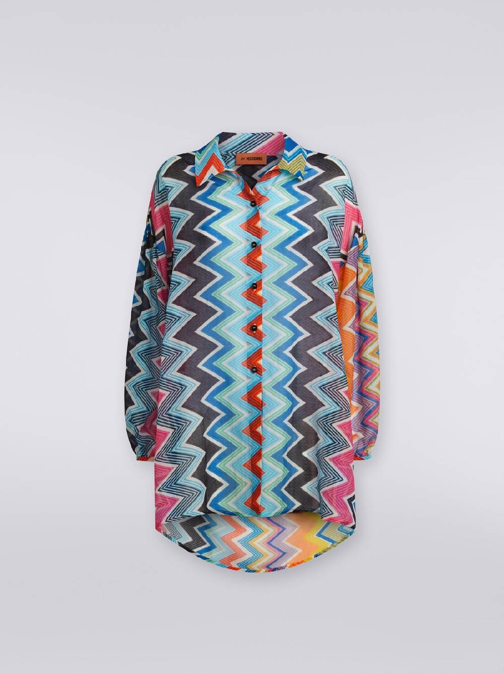 Missoni Blusa oversize in seta e cotone stampa zig zag Fornitura limitata