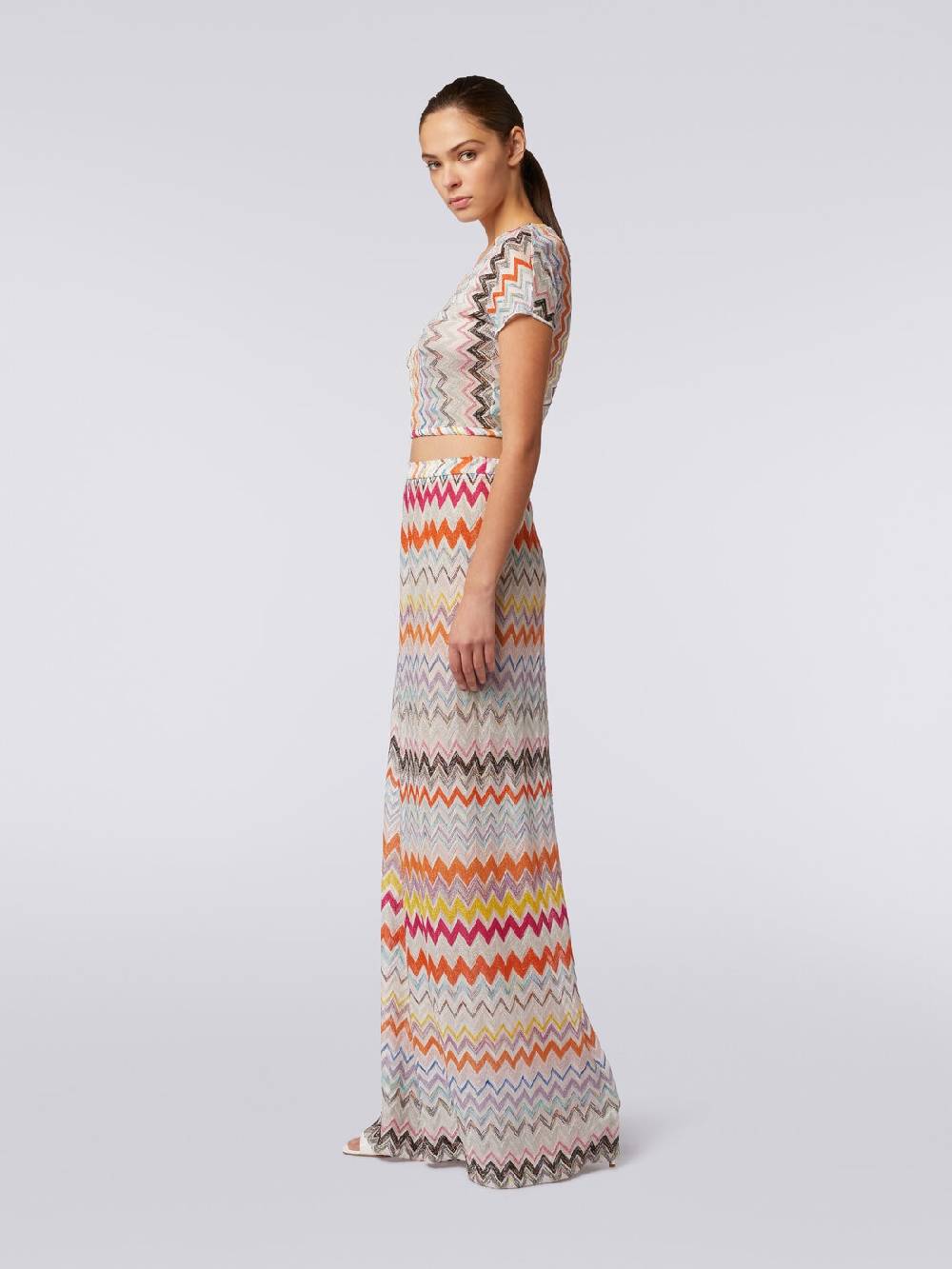 Missoni Pantaloni a palazzo in misto viscosa chevron lamé Offerta esclusiva