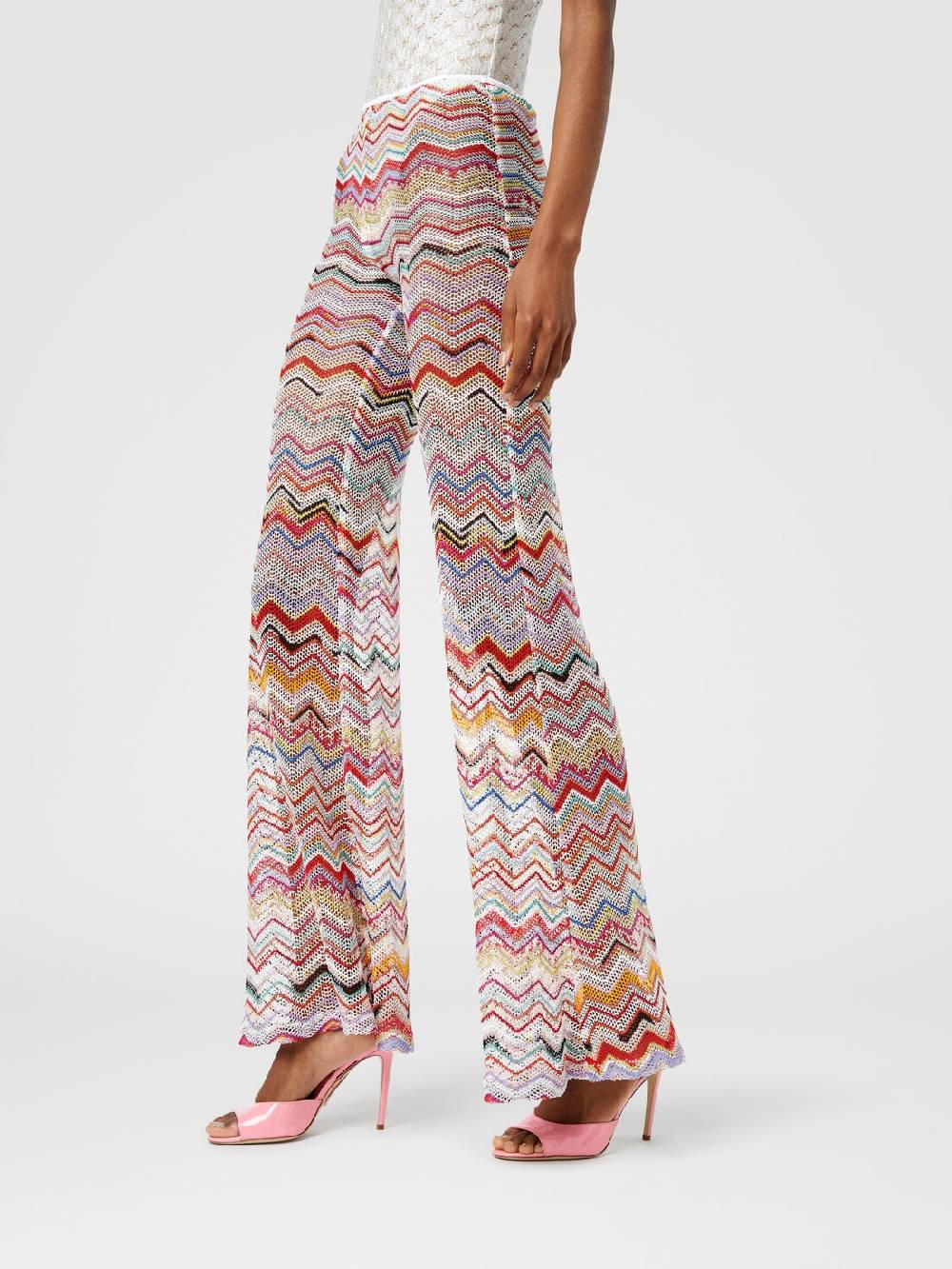 Missoni Pantaloni svasati in crochet zig zag con lurex Cyber Monday