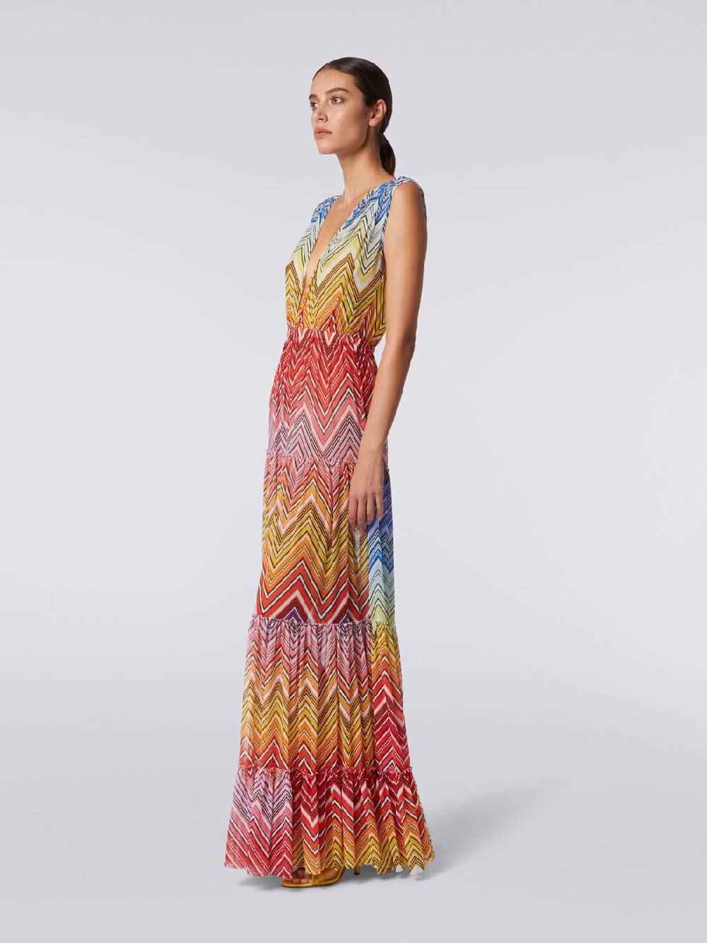 Missoni Abito copricostume lungo in tulle stampa zig zag Offerta natalizia