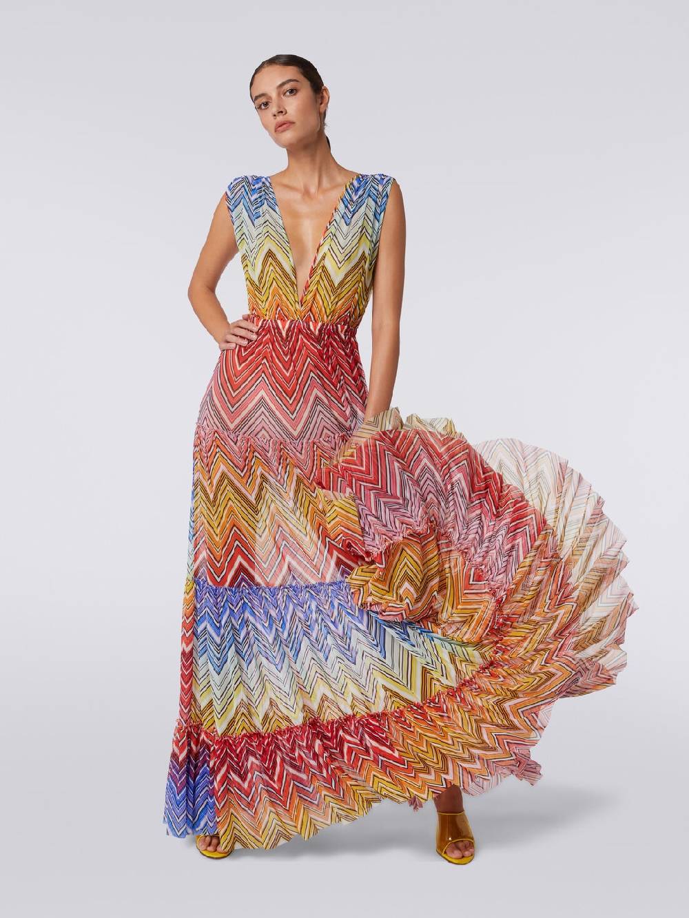Missoni Abito copricostume lungo in tulle stampa zig zag Offerta natalizia