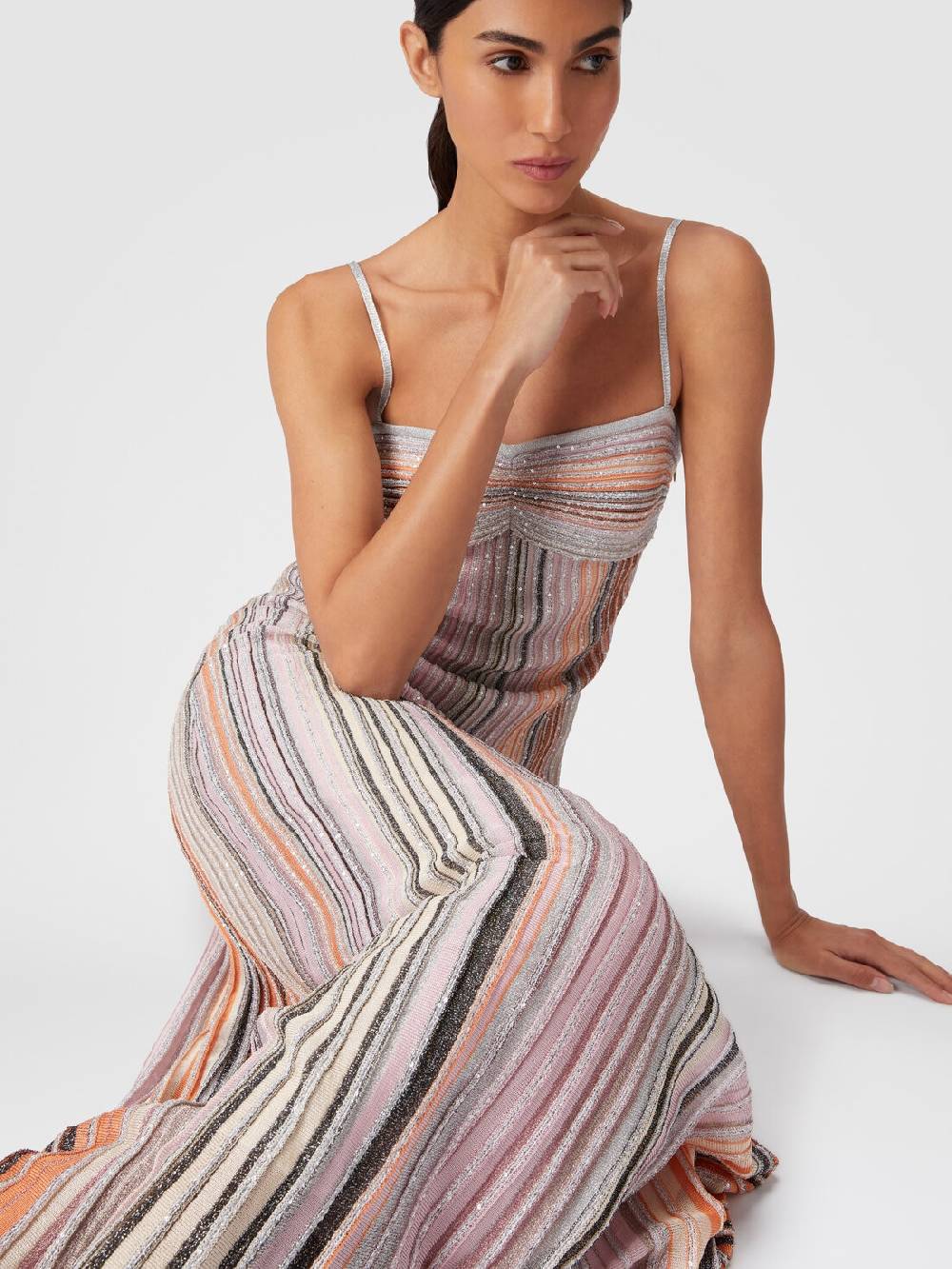 Missoni Abito lungo senza maniche in maglia plissée lamé Nuovi prodotti