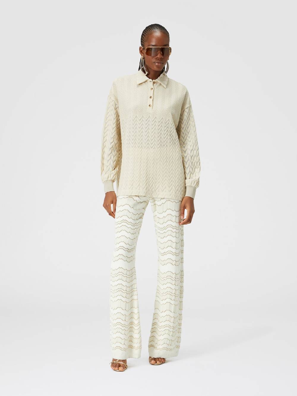 Missoni Pantapalazzo con zig zag tono su tono Liquidazione