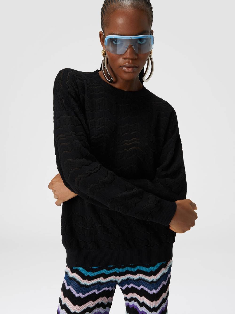 Missoni Pullover girocollo con zig zag tono su tono Offerte speciali