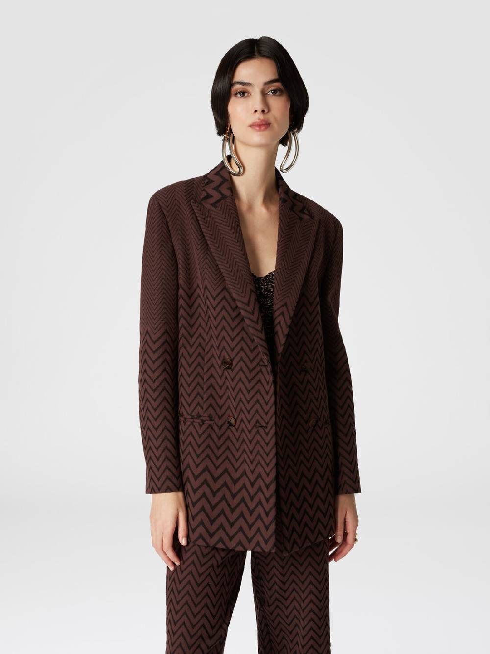 Missoni Blazer doppipetto in cotone e viscosa zig zag Enormi risparmi