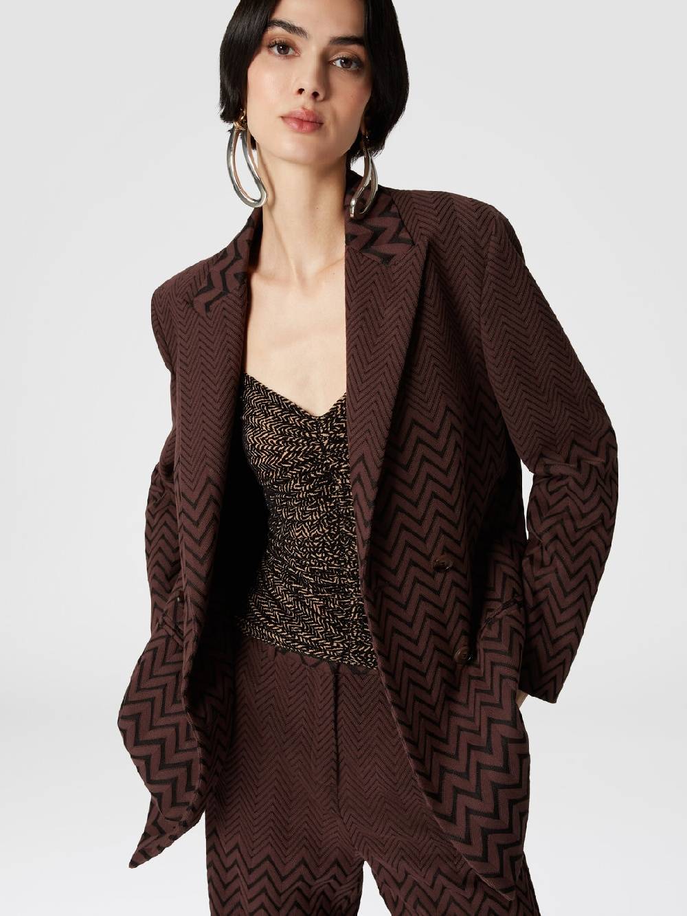Missoni Blazer doppipetto in cotone e viscosa zig zag Enormi risparmi
