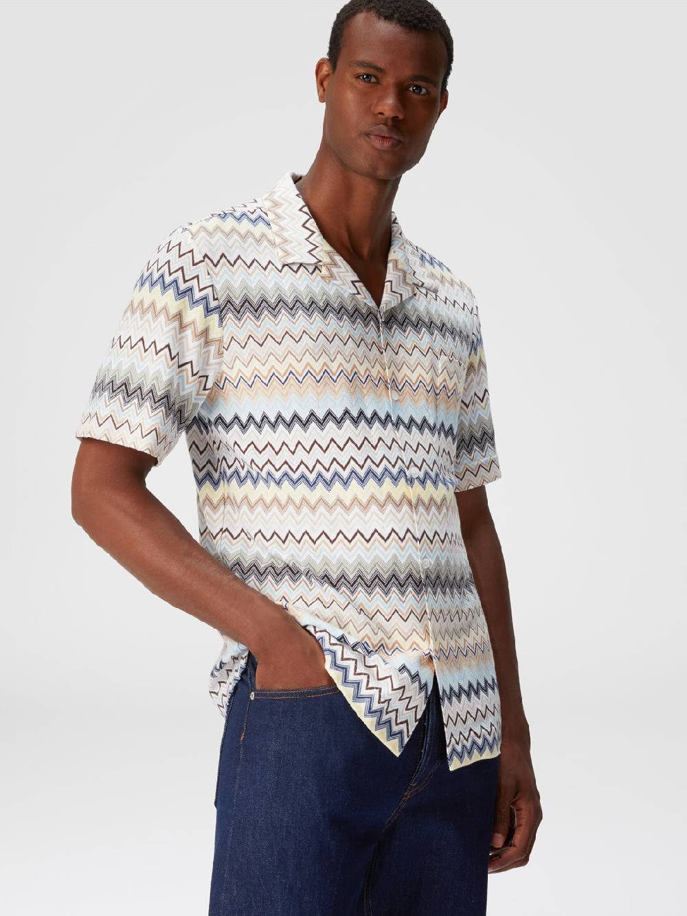 Missoni Camicia taglio bowling in cotone zig zag Super Saving Price