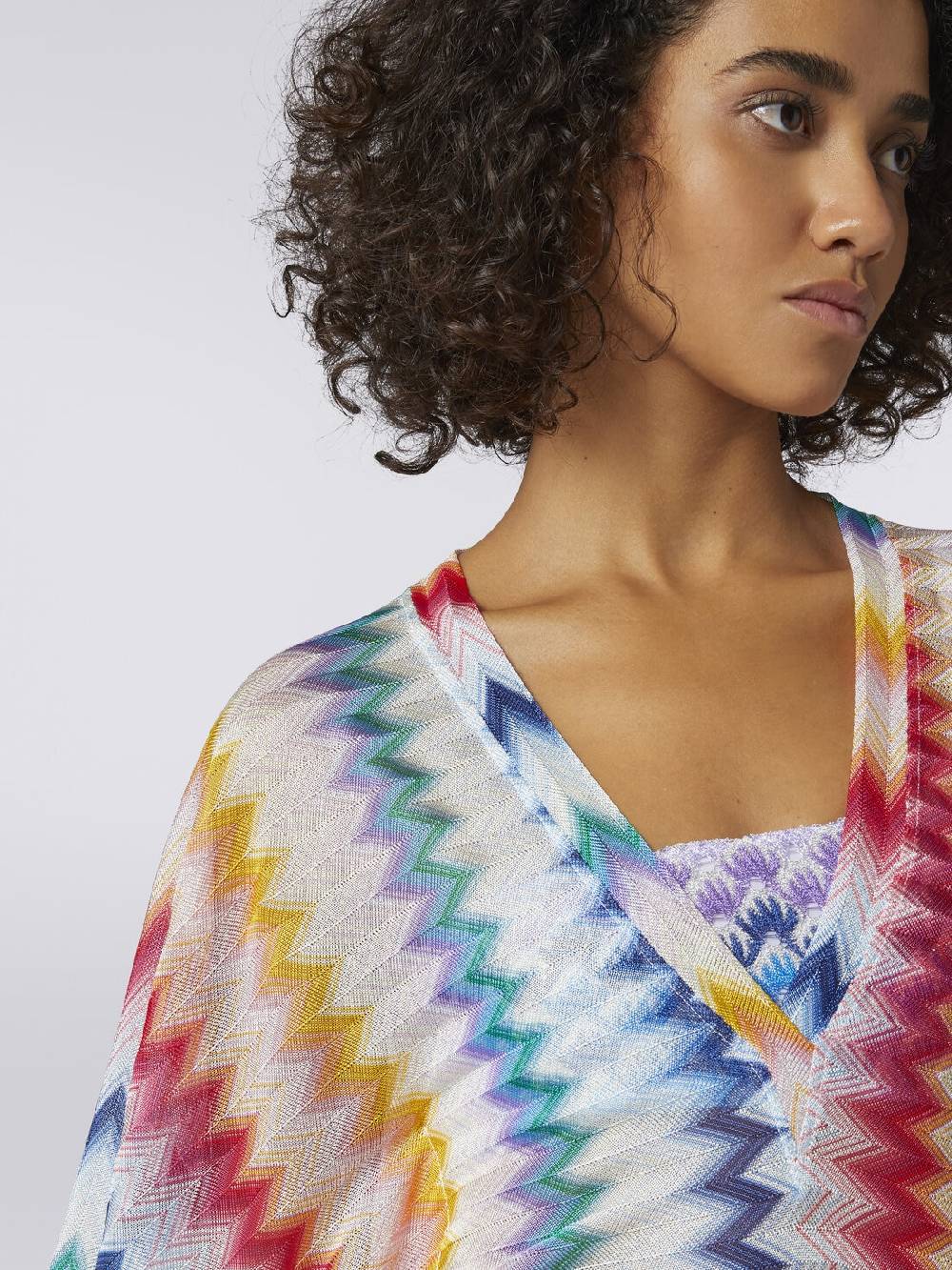 Missoni Caftano copricostume corto in viscosa zig zag con lurex Offerta settimanale