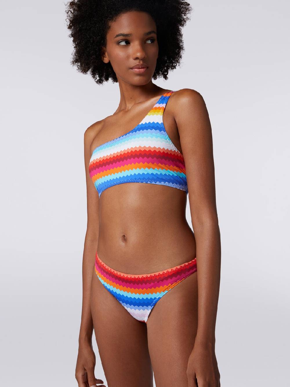 Missoni Bikini monospalla in nylon stretch stampa zig zag Rilascio limitato