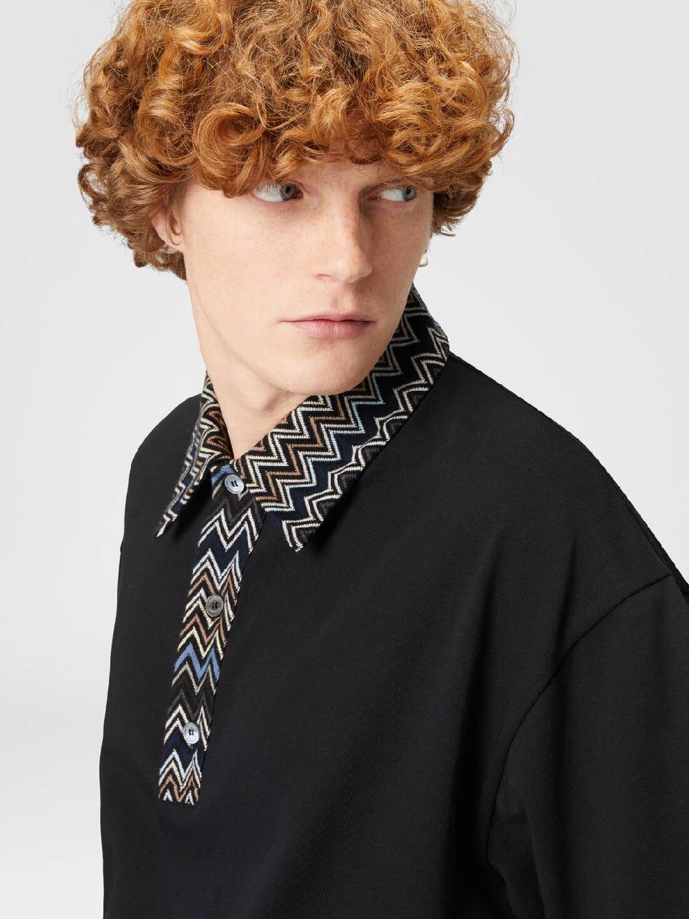 Missoni Polo in jersey di cotone con inserti in maglia chevron ACQUISTA ORA
