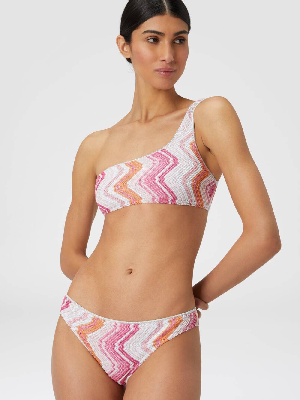 Missoni Bikini monospalla in misto viscosa chevron con lurex Fino al 65% di sconto