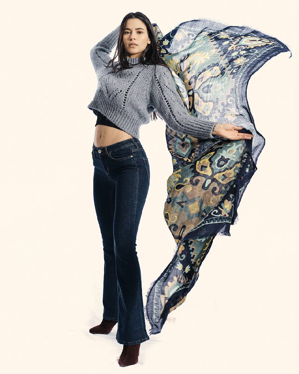Ordi.to Accessori AQUILONE BLU - Sciarpa Unisex in lana Presa
