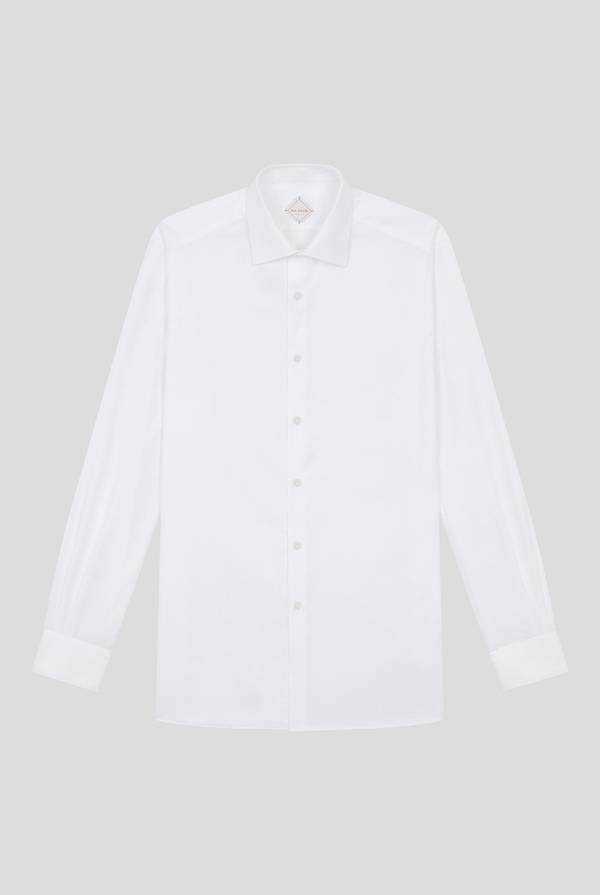 Pal Zileri Camicia bianca in cotone con micro struttura Convenienza