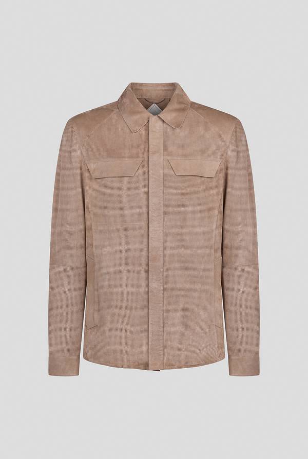 Pal Zileri Overshirt in suede e nappa micro perforata