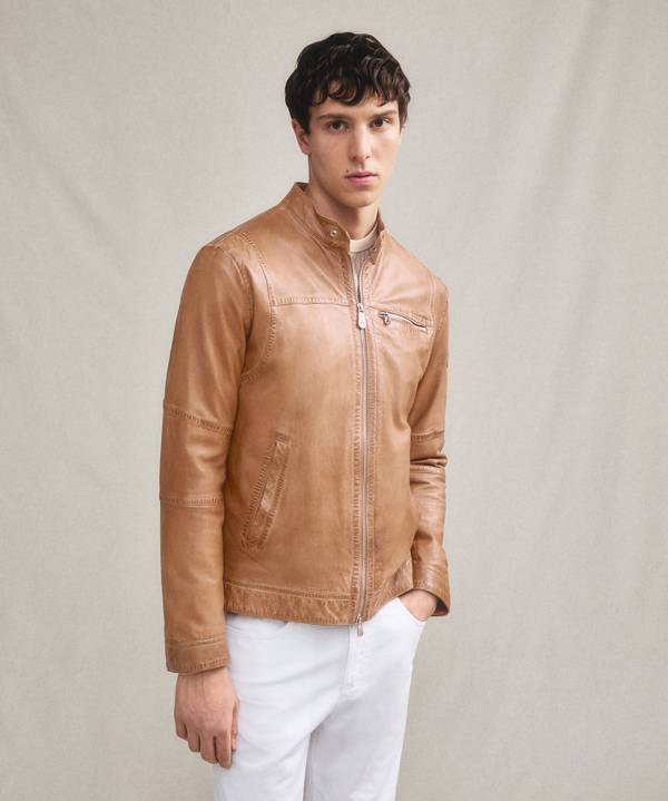 Peuterey Giacca biker in morbida pelle Online