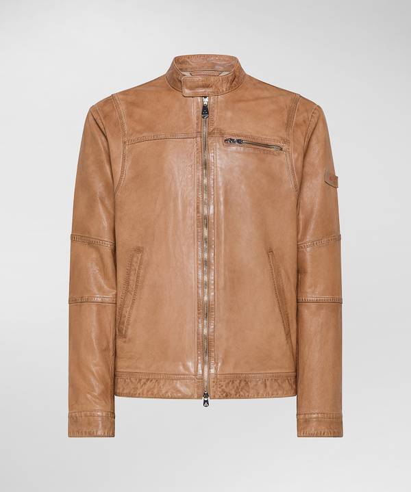 Peuterey Giacca biker in morbida pelle Online