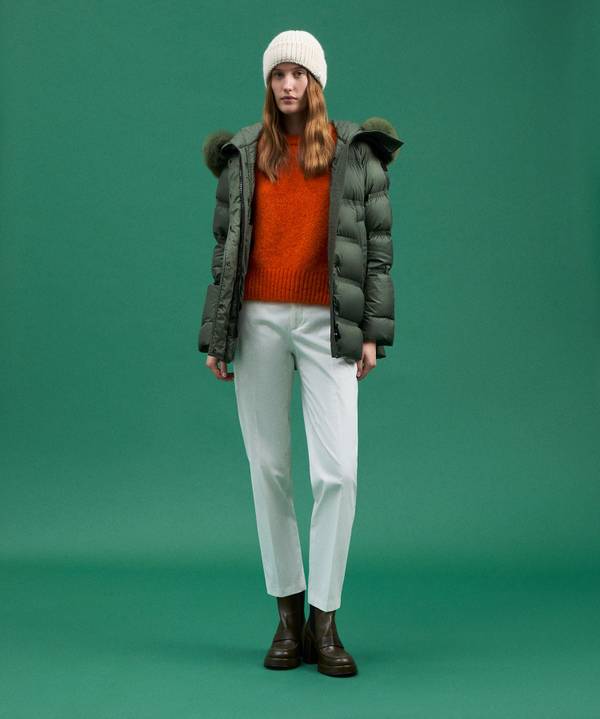 Peuterey Puffer Jacket Con Cappuccio Bordato In Pelliccia Nuova