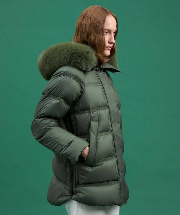 Peuterey Puffer Jacket Con Cappuccio Bordato In Pelliccia Nuova