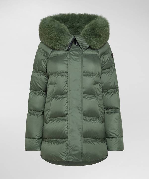 Peuterey Puffer Jacket Con Cappuccio Bordato In Pelliccia Nuova