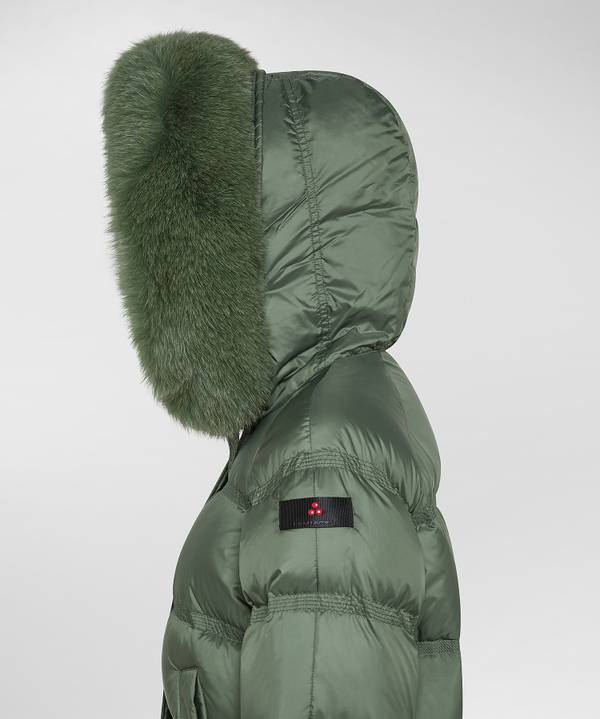 Peuterey Puffer Jacket Con Cappuccio Bordato In Pelliccia Nuova